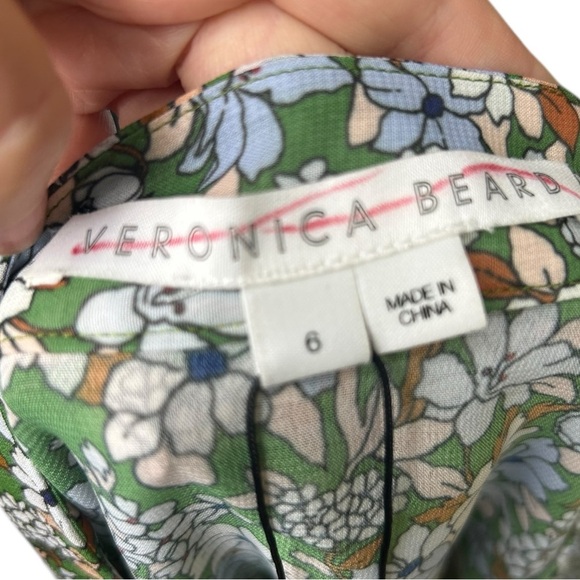 Veronica Beard Shilpa Floral Asymmetric Silk Skirt in Forest Army Multi - Picture 8 of 10